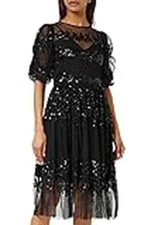 Maya Deluxe Dames Midi dames pailletten verfraaid korte mouwen jurk voor bruiloft gast bruidsmeisje prom bal avond gelegenheid, , 32