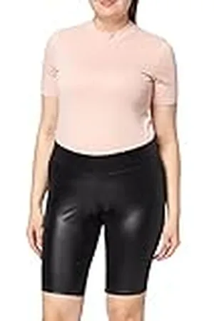 Urban classics Dames wielerbroek dames imitatie leren fietsshorts, knielange leggings voor vrouwen in 3 trendy kleurvarianten, maten XS - 5XL, , XS
