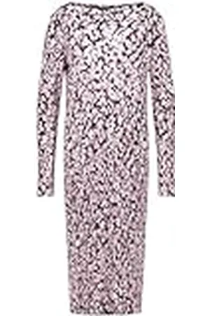 Taifun Midi-jurk voor dames met fijne plissé-structuur, lange mouwen, kuitlang, , 36