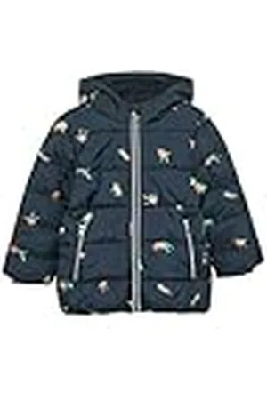 QS by s.Oliver Gewatteerde jas met capuchon en allover print, , 110 cm