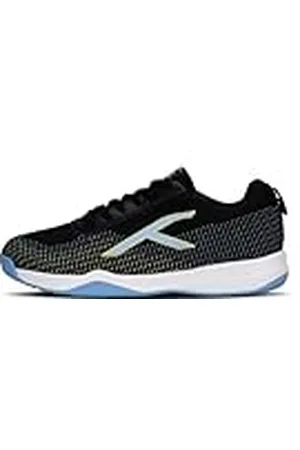 Hundred Blade Lite Non Marking Badminton Shoes (Black/Blue/Yellow, 8 UK/ 9 US/ 42 EU) | Unisex | Material: Knitted upper & Rubber sole| Perfect for Squash, Table Tennis, Volleyball, Basketball