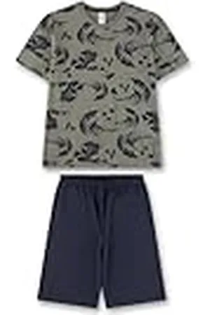 Sanetta Jongenspyjama , hoogwaardige en comfortabele pyjama van katoen voor jongens, korte mouwen, pyjama met golf-allover | pyjamaset voor jongens, , 128 cm
