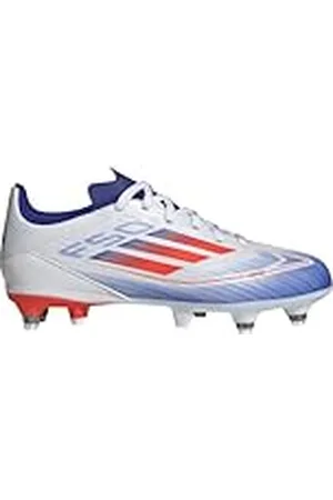 adidas Uniseks kinderen F50 League Boots Firm Ground voetbalschoenen voor zacht terrein, Ftwr White Solar Red Lucid Blue, 21 EU