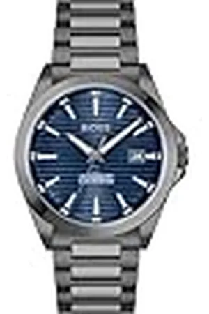 HUGO BOSS HUGO BLAUWE WIJZERING IONISCHE PLATED GRIJS STALEN ARMBAND HORLOGE VOOR HEREN - 1514175, , Klassiek