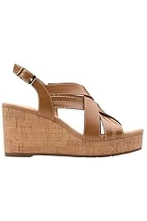Clarks Premium Sabina Sling Sandaal voor dames, bruin leer, 4.5 UK, , 37.5 EU