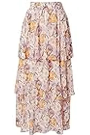 Kaffe Dames A-Line Kasorita Maxi Skirt Dames, Beige/Roze/Oranje Bloem, 36
