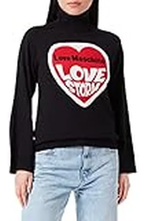 Moschino Dames Long Raglan Sleeved with Love Storm Heart Jacquard Intarsia Pullover Sweater, , 40
