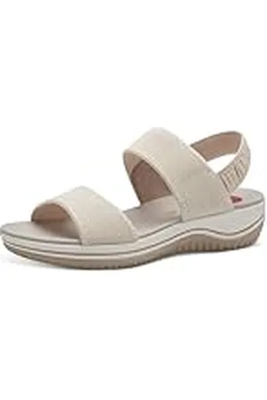Jana Softline 8-28769-42 109 Comfortabele extra brede alledaagse schoen, feestelijk, elegant, platte sandalen, 40 EU breed, gebroken wit, 40 EU Breed