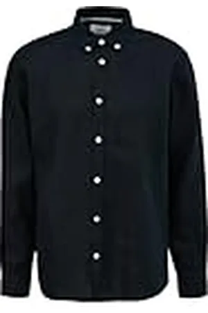 QS by s.Oliver Linnen overhemd met button-down-kraag, Blauw , L