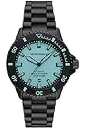 Emporio Armani Horloge Voor Mannen, Kwartsuurwerk en 42mm Kastmaat met Roestvrij stalen, Lederen of Siliconen bandBlauw en ZwartBlauw en Zwart