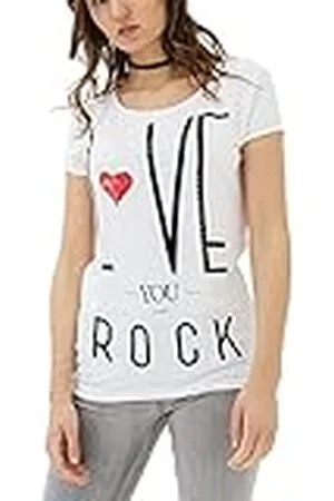 Trueprodigy Gabrielle t-shirt voor dames met print korte mouwen ronde hals vrouwen casual vrije tijd top modieus shirt met opdruck crew neck tee slim fit kleding, Kleur: , Maat:M