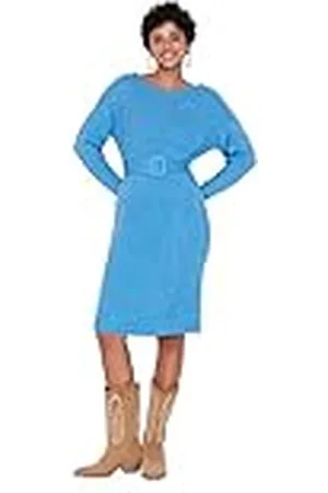 Trendyol Dames Woman oversized mini bodycon ronde hals gebreide maten jurk, , M, , M