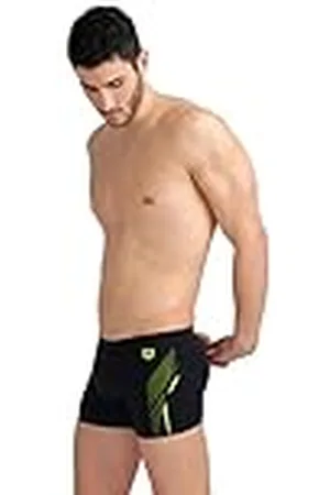 Arena Heren Swim Short Graphic Trunks, zwart-zacht groen, 52