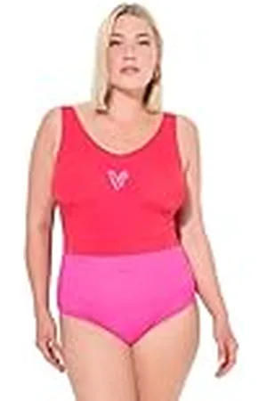 Ulla Popken Alice, grote maten, grote maten, plus size, badpak met V-hals, glitterrand, , 52