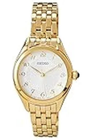 Seiko Dameshorloge kwarts roestvrij staal met lederen band, , kwarts