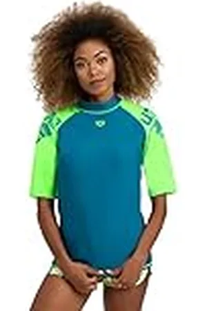 Arena Rash Graphic shirt met korte mouwen voor dames met uv-bescherming, , S