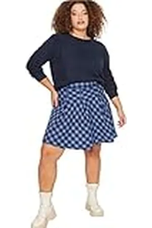 Trendyol Vrouwen Vrouw Mini A-lijn Geplooide Geweven Plus Size Rok Scooter, Multi-Color, 44, Meerkleurig, 70 grote maten