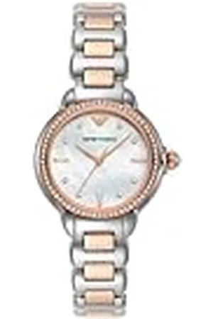 Emporio Armani Dameshorloge quartz/3 wijzerwerk 32mm kastmaat met een roestvrij stalen armband AR11569