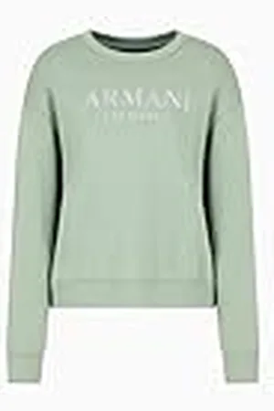 Armani Exchange Arte Sella, duurzaam, glanzend logo, sweatshirt, groen, XL, , XL