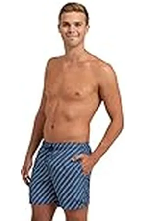 Arena Heren Beach Boxer Allover Swim Trunks, Navy-Diagonaal Patroon Multi, S, , S