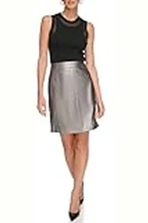 DKNY Chevron Seam Metallic rok voor dames, , maat 4, , 34