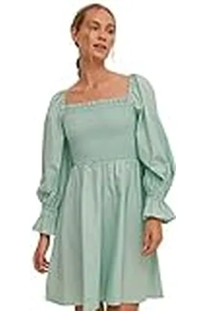 NA-KD Dames ballonmouwen gesmokte jurk casual, , 36 NL