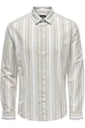 Only & Sons Onscaiden Ls Mix Stripe Linen Shirt voor heren, , M