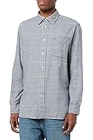 Tommy Hilfiger Heren geborsteld gingham overcheck shirt MW0MW37324, L/S shirt, blauw, XL, , XL