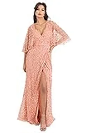 Maya Deluxe Maxi dames pailletten verfraaid wrap A-lijn jurk voor bruiloft gast bruidsmeisje avond prom bal gelegenheid, , 36