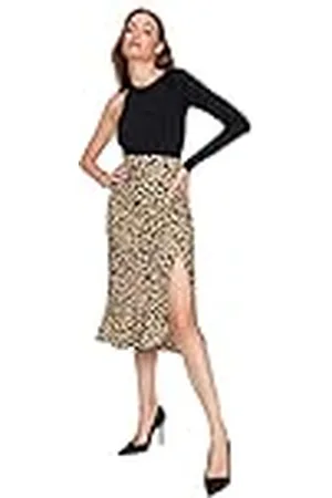 Trendyol Dames Dames Midi Wrapover A-lijn geweven rok, Camel, 36, , 62