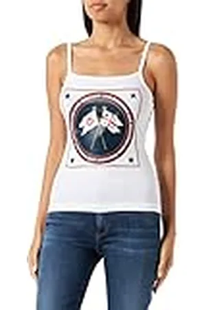 Moschino Dames Tight Fit Tank Top, Optical White, 38, , 38