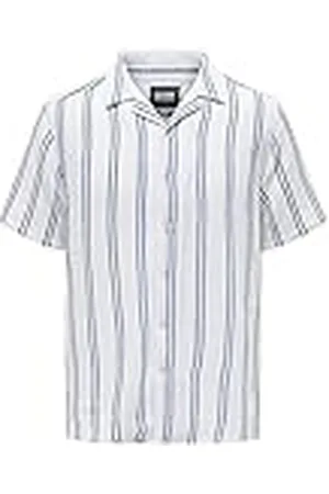 Only & Sons Heren Onstrev Life Reg Struc Stripe Ss Shirt, , XXL