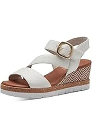 Jana Damessandaal met sleehak 8-28370-42, Wit, 5 UK Wide