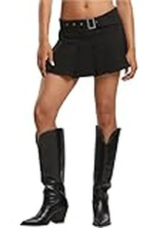 Urban classics Damesrok, geplooide rok, plooirok met geïntegreerde riem, mini-rok, regular fit, , L