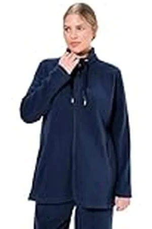 Ulla Popken Grote maten grote maten plus size loungewear-fleecejas, opstaande kraag, satijnen band, gerecycled, , 42-44