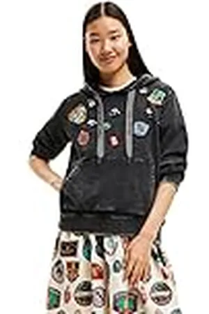 Desigual Dames Stamps 2012 Cement Sweater, Black, XS