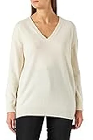 Blauer Pullover met V-hals, 123 wolmelk, 2XL dames