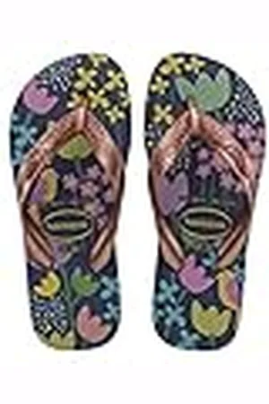 Havaianas Flores-slipper voor meisjes, donkerblauw/goud, 10/11 kind, VK