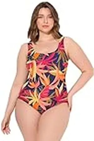 Ulla Popken Grote maten grote maten plus size badpak, bos, zonder softcups, ronde hals, voering aan de voorkant, , 56