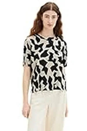 TOM TAILOR Dames 1037271 blouse, 32145 zwart Big Abstract design, 38, , 38