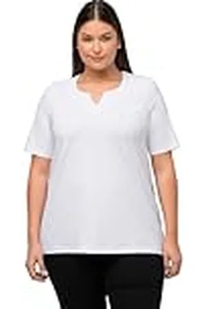 Ulla Popken Dames, A-lijn, tuniek halslijn, halflange mouwen T-shirt, , 58-60