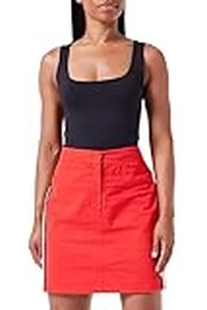 Moschino Dames Stretch Cotton Gabardine Mini met gestreepte tape en patch geborduurd rok, , 40