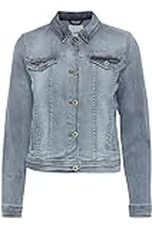 Ichi IHSTAMPE JA Jeansjack voor dames, denim overgangsjas met stretch en knopen, , 42
