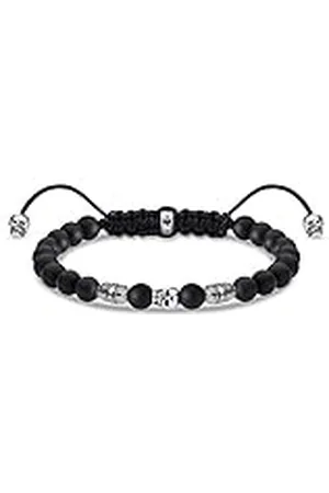 Thomas Sabo Heren Stretch Armbanden 925_Sterling_Zilver A1945-811-11-L22v, 15,00-22,00 cm, edelmetaal, lavaglas