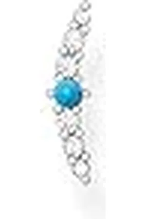 Thomas Sabo Damen Einzel Ohrstecker in länglicher Form mit Türkisen Stein 925er Sterlingsilber mit Zirkonia, H2182-405-17