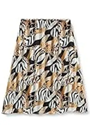 NAEMI Dames midirok met allover-print 19226449-NA01, zwart meerkleurig, XL, , XL