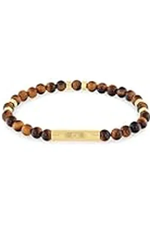 Calvin Klein Heren GEMENGDE KRALEN Collectie Kralen Armband met Tijgeroog stenen - 35000576, Eén maat, Edelsteen, Geen edelsteen