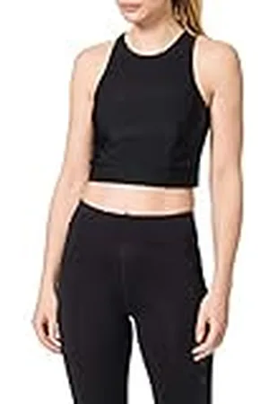 Urban classics Dames T-shirt Dames Cropped Shiny Rib Top, buikvrij bovendeel voor vrouwen van glanzend en elastisch ribmateriaal, maten XS - XL, , L