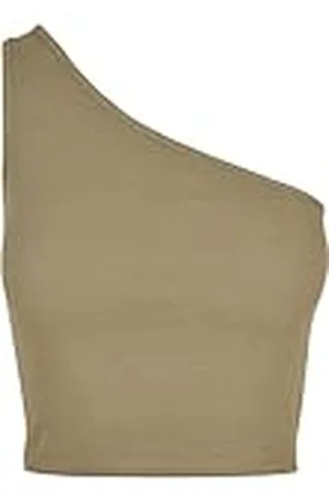 Urban classics Dames korte sporttop dames cropped asymmetric tanktop, , M
