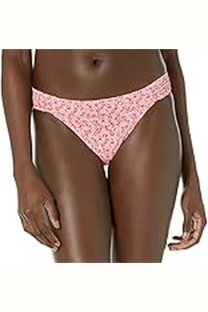 Amazon Bikinibroekje aan de zijkant voor dames, bleke perzik micro bloemen, XX-Large